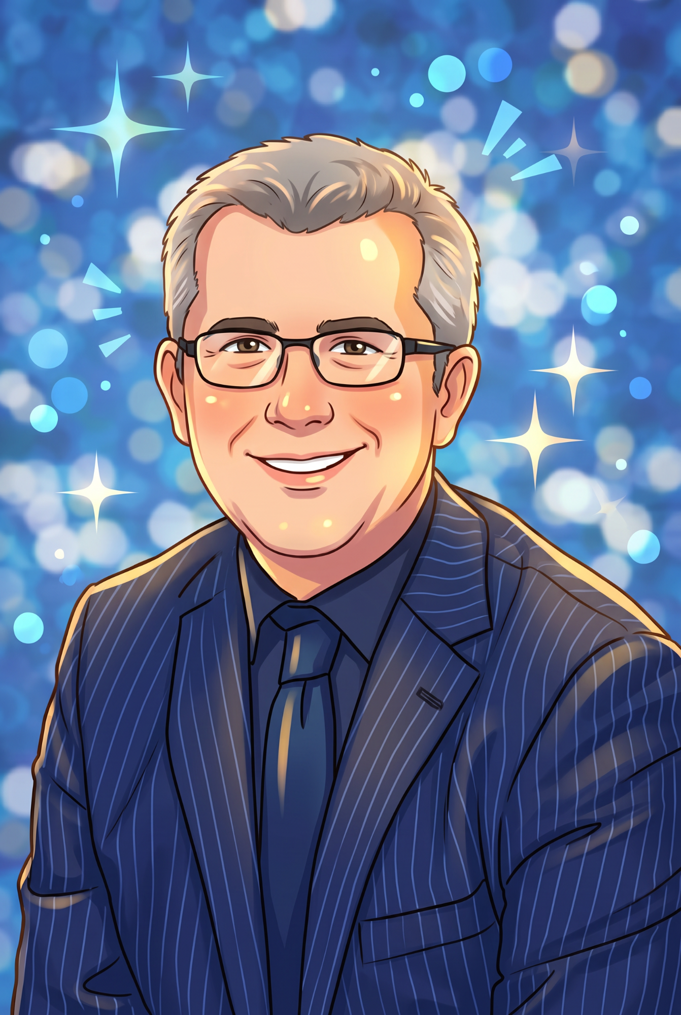 Picture Of Mr McIver, Headteacher, Short grey hair, Glasses, dark suit