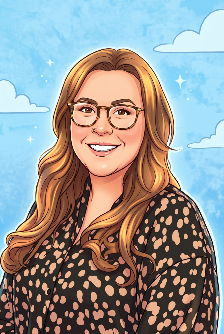 Image of Miss key - brown long hair, glasses, nose ring